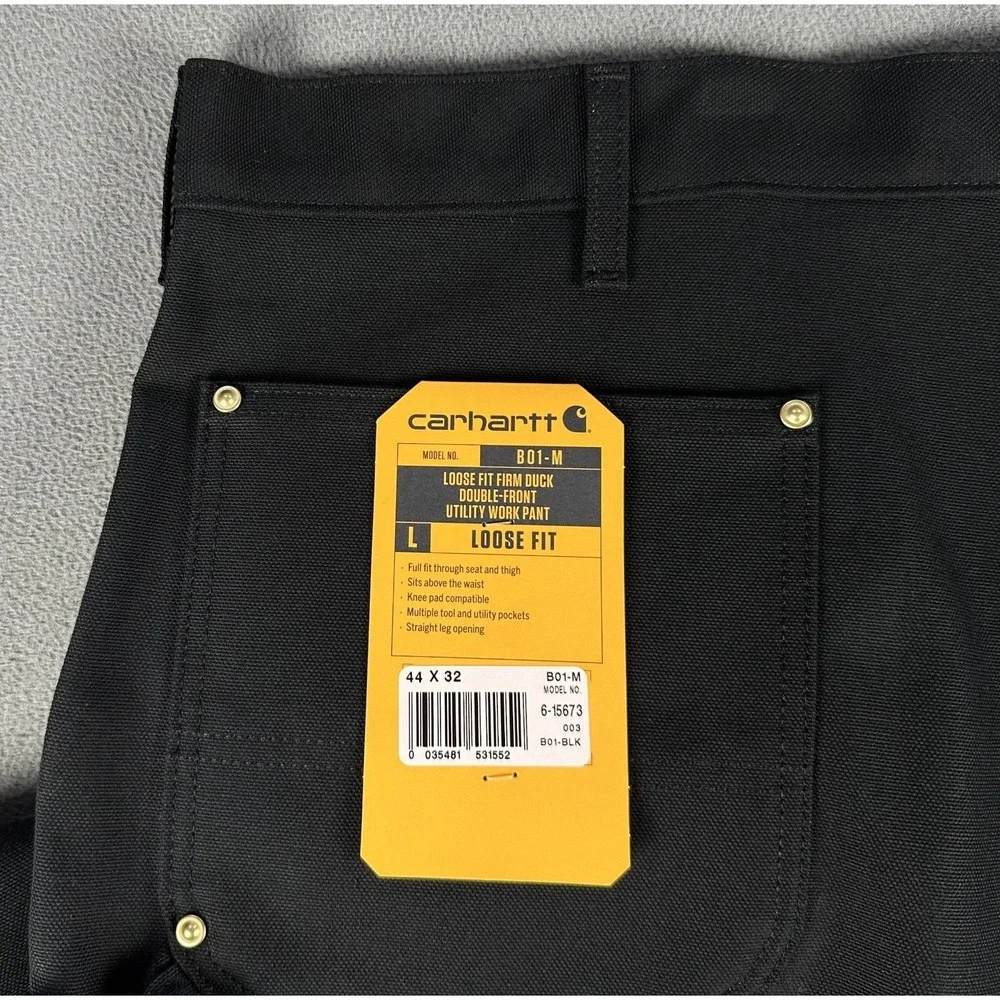 Carhartt Pants 44x32 Black Duck Double‎ Knee Loose Fit Carpenter Workwear New